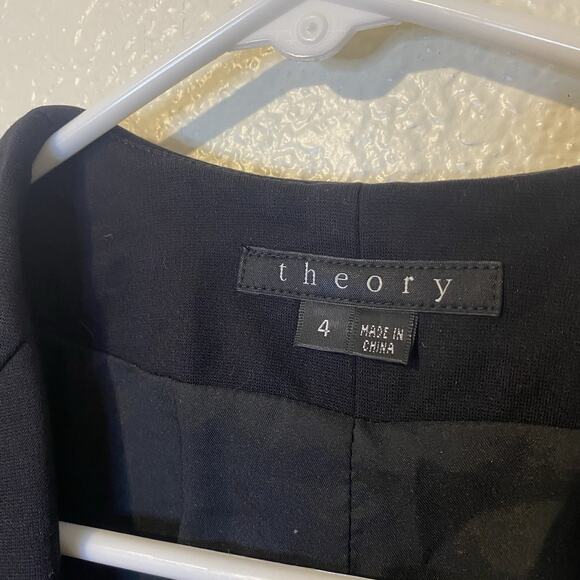 Theory Womens Black Open Front Casual Blazer Jacket Lined Size 4 Classic - Picture 3 of 7